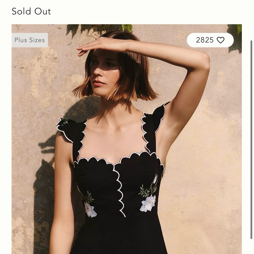 Anthropologie Black Dress with White Floral Embroidery